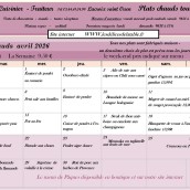 Menu du mois d’Avril