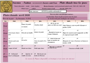 Menu avril 2026